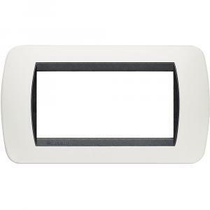 Placca 4 moduli bianco serie living light tonda