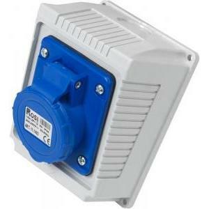 Presa cee fissa da parete inclinata 2p+t 16a ip44