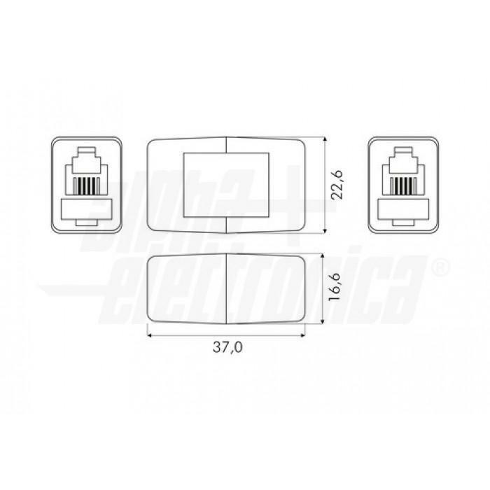 alpha elettronica adattatore telefonico modulare rj45 8p8c da presa a presa - foto 2