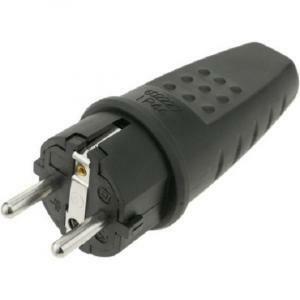 Spina volante schuko dritta in gomma 2p+t 16a nera