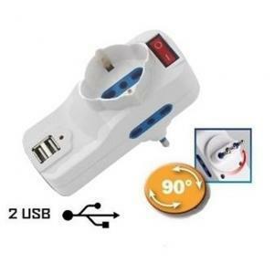 Adattatore con interruttore 2 bipasso+1 schuko+2 usb