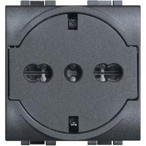 Presa flat schuko bipasso 16a serie living light
