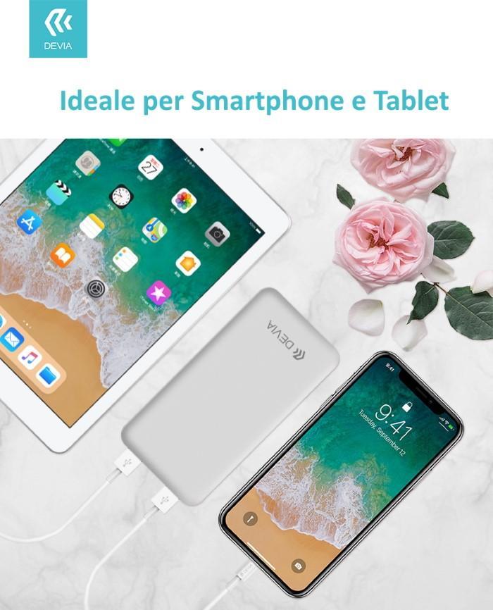 devia ﻿power bank v3, 10.000mah, 2 uscite 2,1 a. con protezione sovraccarico, colore nero - foto 3